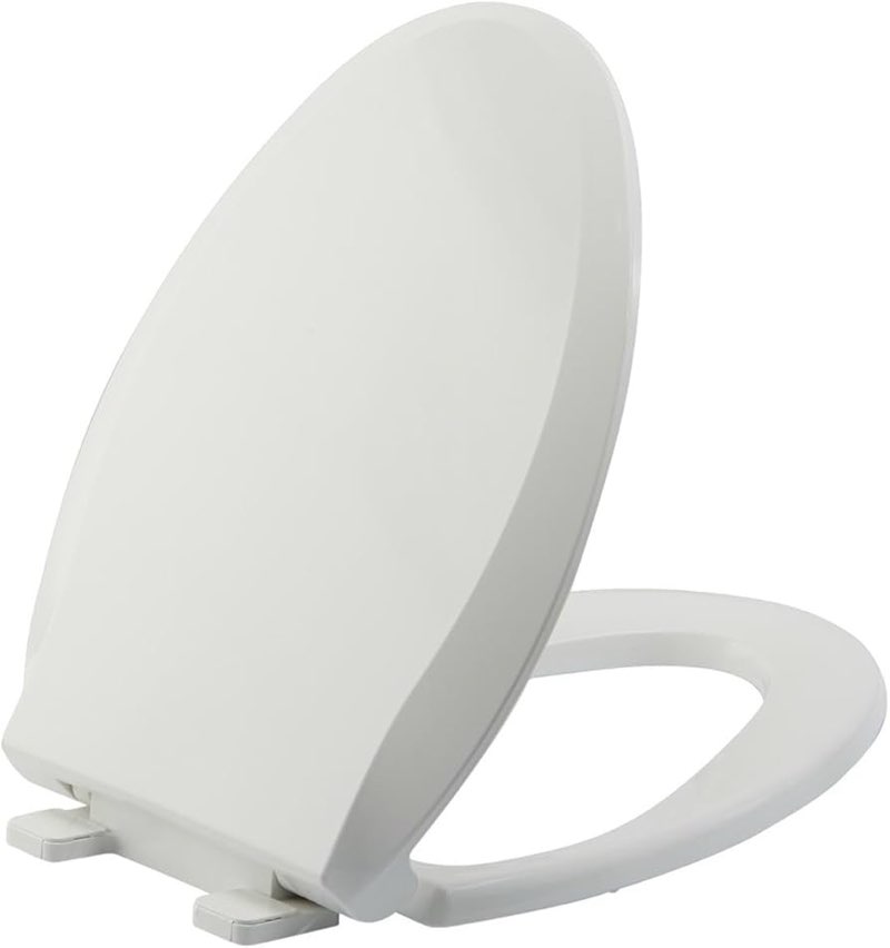 Toilet Seat Cover Elongated – Durable PP Toilet Seat with Slow Close Hinges, Easy Clean White Replac