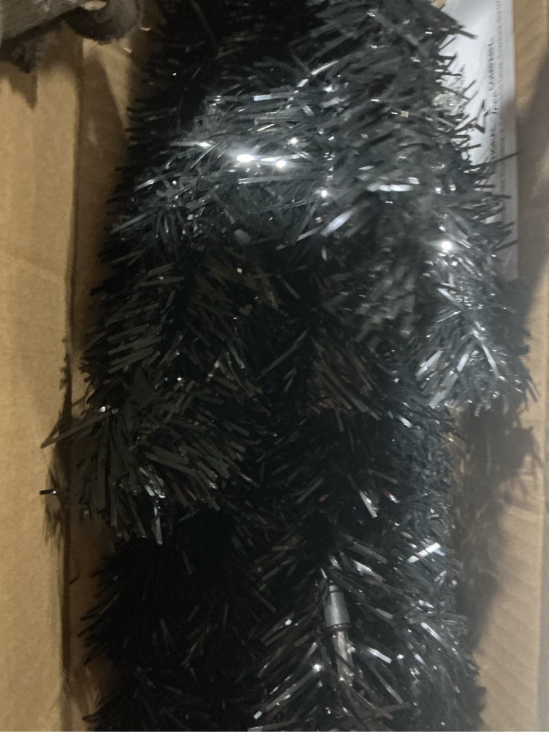 Condition photo showing Good Condition for National Tree Company 4 ft Pre-Lit Black Tinsel Mini Artificial Christmas Tree, 70 Clear Lights, 110 Tips, Includes Stand