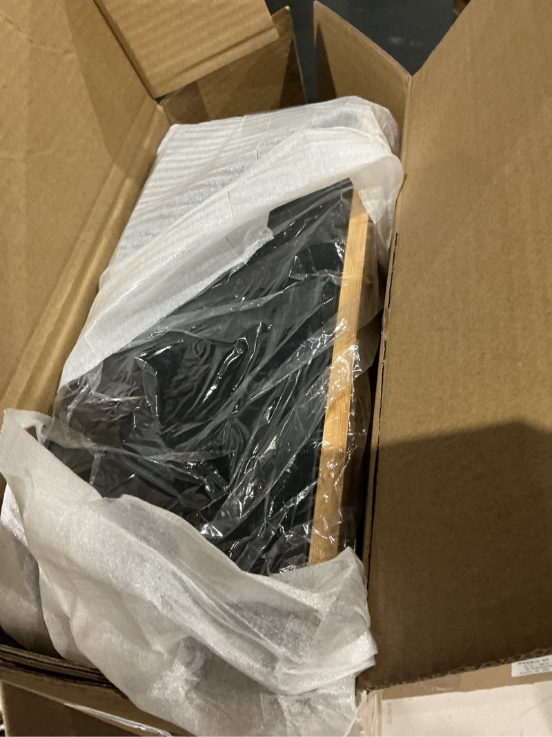 Condition photo showing Good Condition for bread box for kitchen countertop - metal bread storage with bamboo cutting board lid & bread knife, corner bread container for homemade bread and toast, black