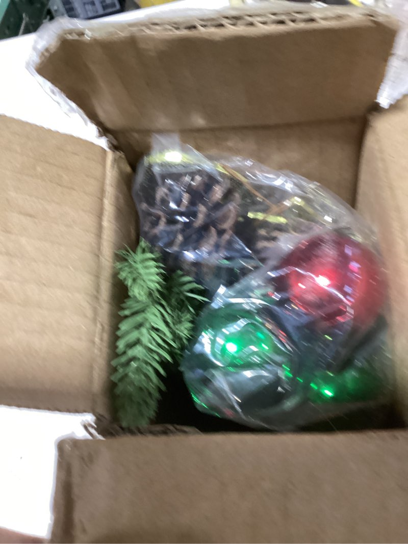 Condition photo showing As Is for 2FT Mini Christmas Tree,Tabletop Christmas Tree with 30 LED Lights - Timer & 26 DIY Ornaments,24 Inch Artificial Small Christmas Trees with PE Branch Tips & Base with Burlap,Xmas Decor for Home Indoor