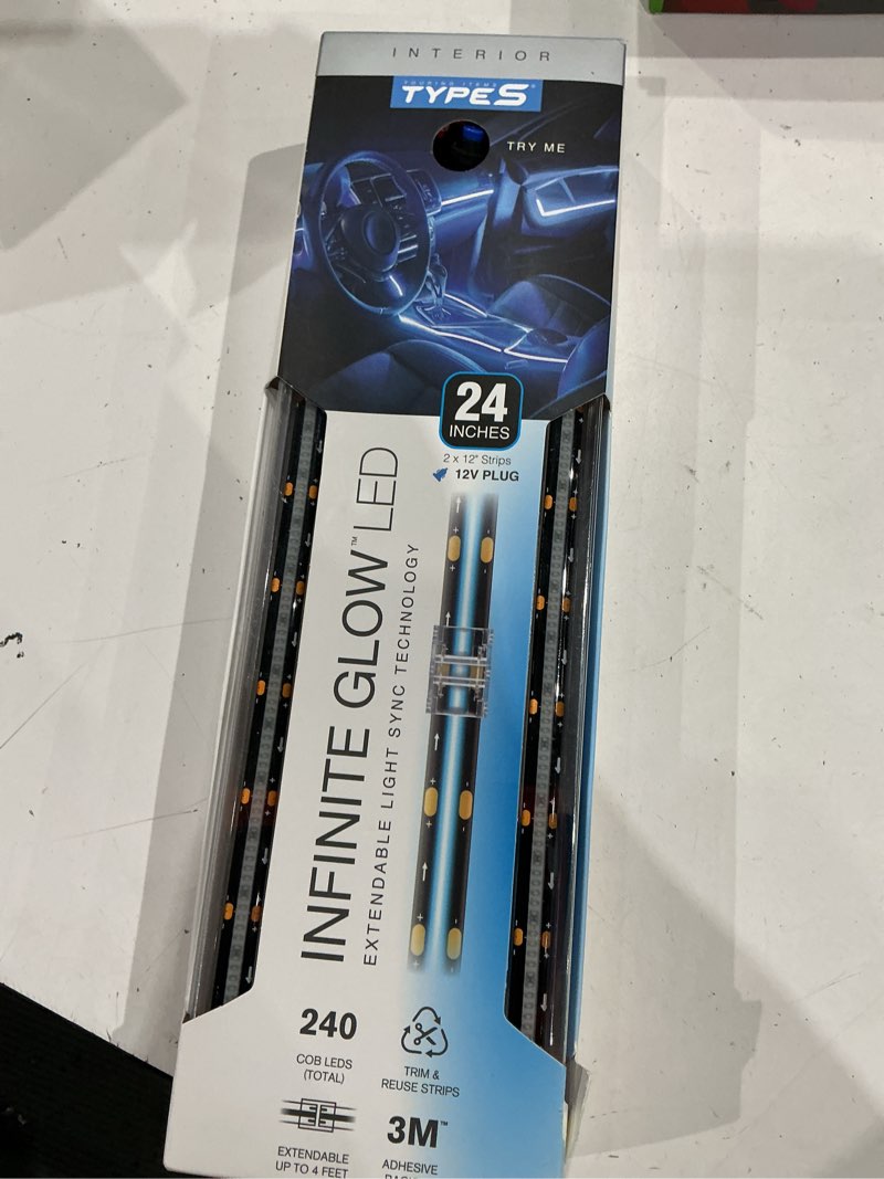 Condition photo showing Good Condition for type s - infinite glow blue led ambient lighting - car led strip lights  light sync technology  3m adhesive  trimmable  12v  2 x 12  blue strips  24 i