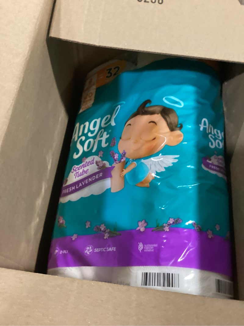 Condition photo showing Good Condition for angel soft toilet paper with fresh lavender scented tube, 8 mega rolls, soft and strong toilet tissue mega 8 mega rolls