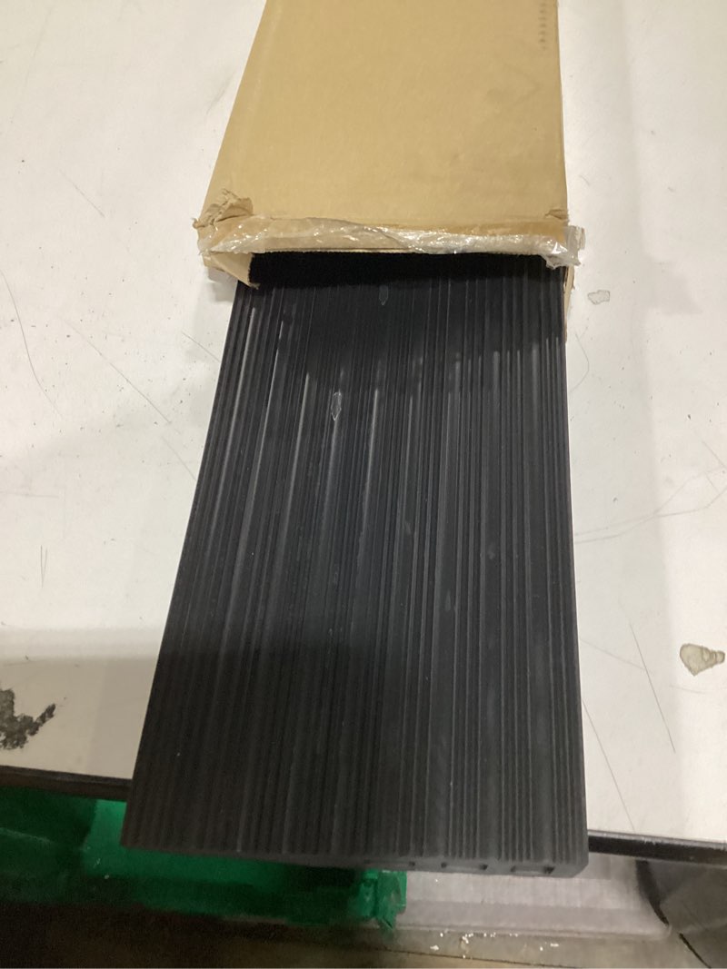 Condition photo showing New/Like New for 1.2" Rise Threshold Ramps for Doorways, 35.5" Wide Natural Rubber Power Wheelchair Ramp is Adjustable and Cuttable for Doorways, Curb, Sweeper, Power Scooters, 2000 Lbs Load Capacity