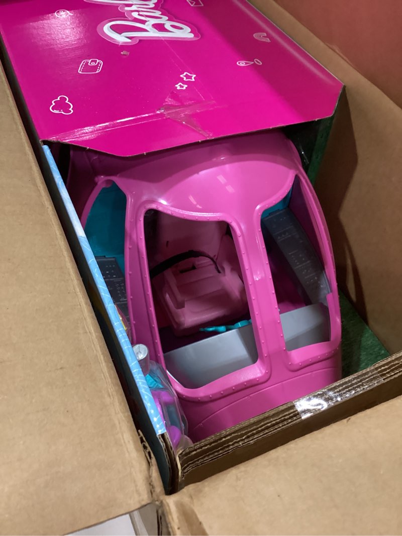 Condition photo showing Good Condition for barbie dreamplane transforming playset with reclining seats and working overhead compartments, plus 15+ pieces including a puppy and a snack cart, for kids 3 years old and up (amazon exclusive)