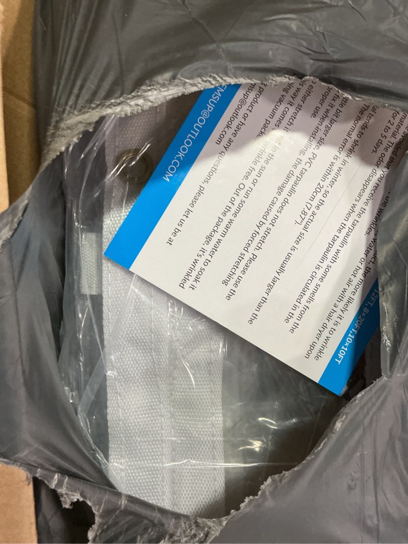 Condition photo showing Good Condition for 8 x 12FT Outdoor Clear Tarp Curtain Waterproof Wind-Proof 24 Mil Transparent Vinyl Tarp for Patio Pergola Garden Canopy Rainproof Anti-Tear PVC Thick Cover with Grommets