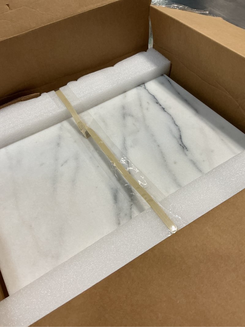 Condition photo showing Good Condition for thirteen chefs 20 x 16 inch marble pastry board and cutting board for bakers, pastries, chocolate - large marble serving platter with feet 20"l x 16"w
