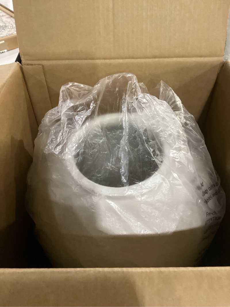 Condition photo showing Good Condition for white ceramic vase - large 12.5 inch round floor vase for centerpieces, farmhouse rustic minimalist home decor (sandstone white) sandstone white 12.5 inch