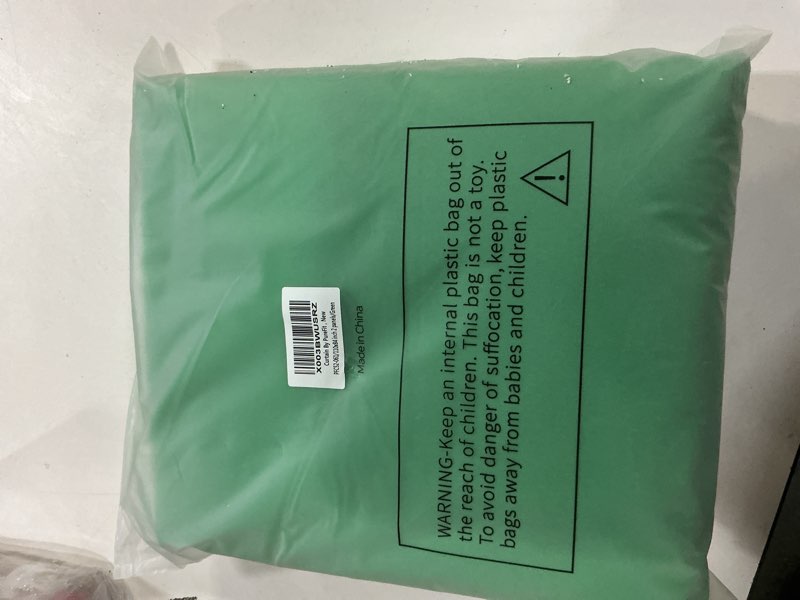 Condition photo showing New/Like New for PureFit Outdoor Curtains for Detachable Sticky Tab Top Patio Waterproof – Weatherproof, UV and Fade Resistant Outside Curtains for Gazebo, Porch, Pergola, Privacy Curtain, 54 x 84 in, 2 Panels, Green Green 54"W x 84"L (Pack of 2)