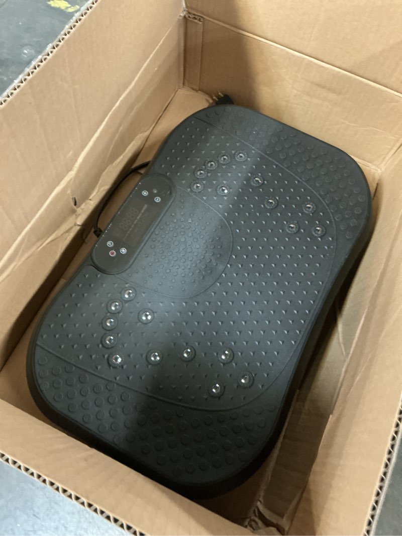 Condition photo showing As Is for softgym vibration plate exercise machine for lymphatic drainage,power vibrate stand shake board 450 lbs capacity whole body workout waver with fitness resistance bands weight loss gifts for women men slim- dark black