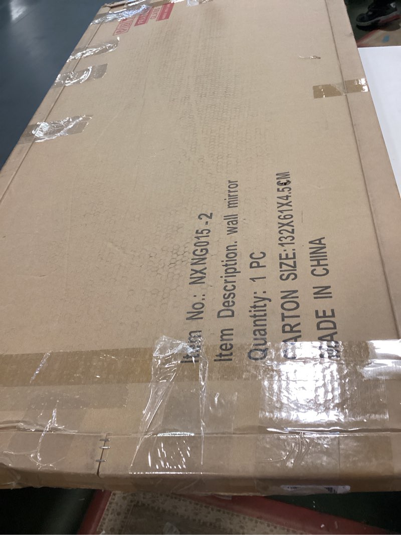 Condition photo showing Good Condition for Gold Wall Mirrors Decorative - 23x51 Inch Large Living Room Mirrors for Wall Decor, 55 Piece Multi-Size Pebble Design Metal Framed Accent Mirror for Modern Entryway, Home Decor