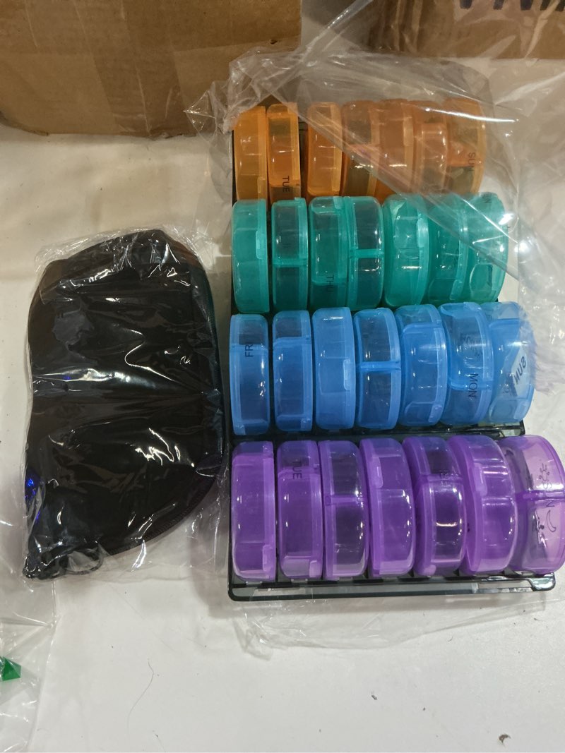 Condition photo showing New/Like New for yaklim monthly pill organizer 2 times a day with am pm compartments | 28 day am pm, large capacity holds fish oils & vitamins, removable daily case for travel, food grade pp 4 colors