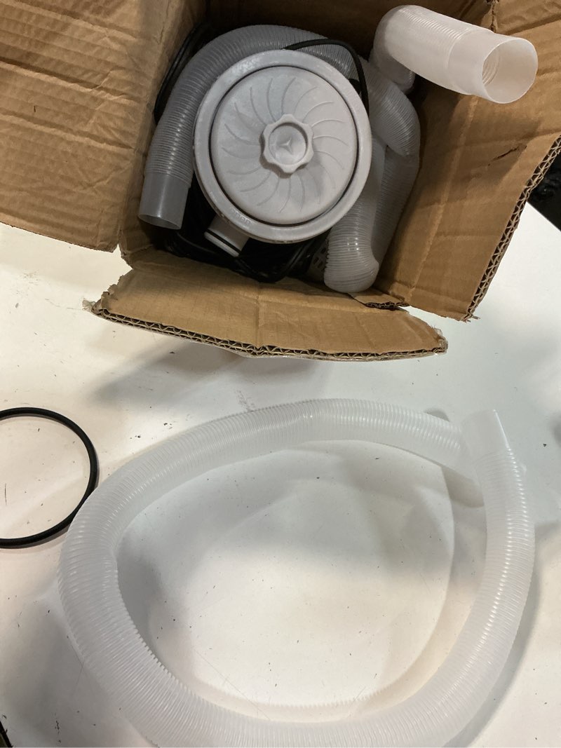 Condition photo showing As Is for 300 gallons above ground round pool filter pump,household inflatable pool filter pump system kit cleaning tool+ filter cartridge,uses type a or c filter cartridge