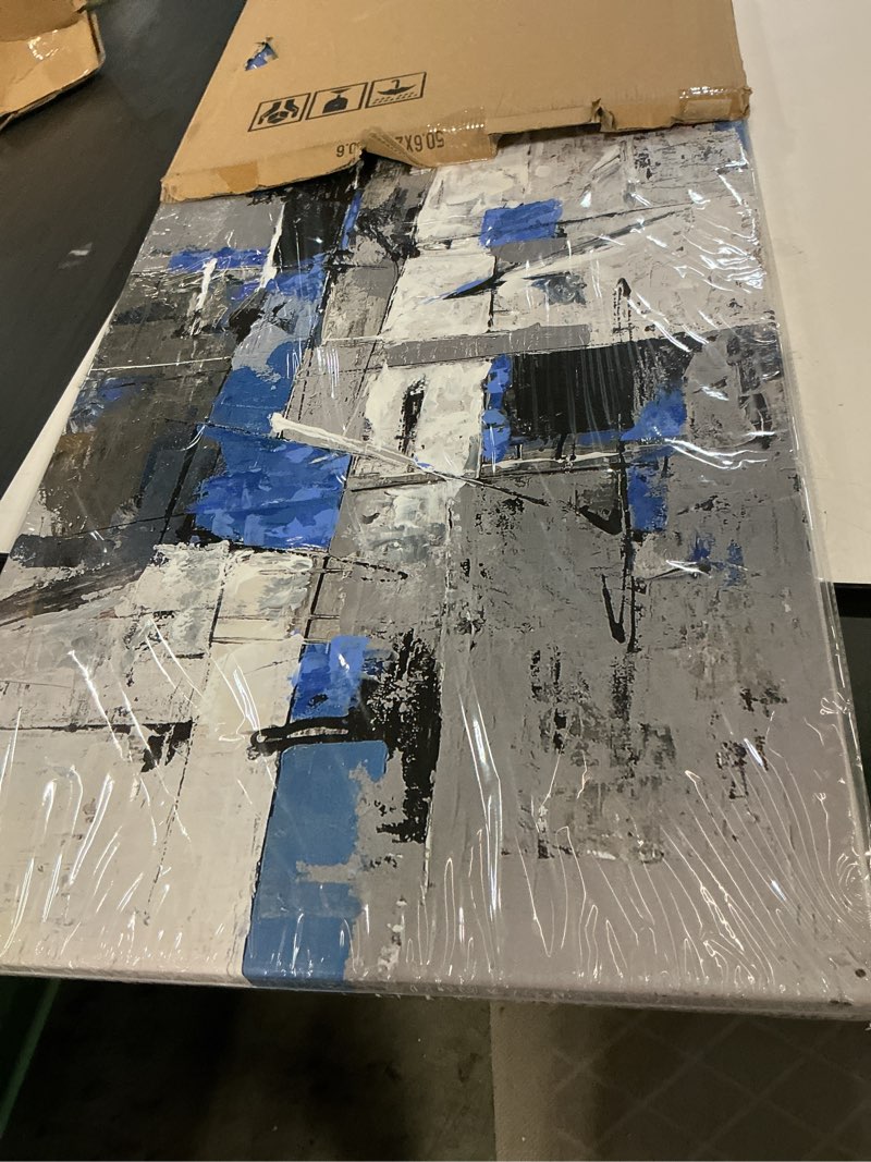 Condition photo showing New/Like New for Large Abstract Wall Art for Living Room - Blue Grey and White Print Paintings -Framed Modern Canvas Artwork Decor for Bedroom Bathroom Office – Large 20"x40" Textured Artwork, Ready to Hang 40"L x 20"W Ablue1