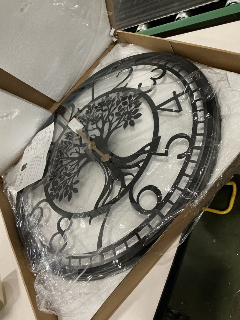 Condition photo showing New/Like New for Big Wall Clock - Wall Clocks for Living Room Decor, Quiet and No Ticking Suitable for Wall Decor, Living Room Decoration, Kitchen Decoration Black Tree of Life Concave Convex Border 24in
