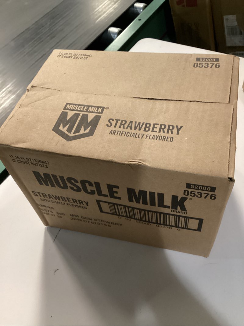 Condition photo showing New/Like New for (Best By Jan 01/2026) Muscle Milk Genuine Shake, Strawberry, 11.16 Fl Oz Bottles (Pack of 12)