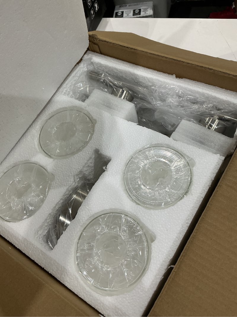 Condition photo showing As Is for 4-light nickel bathroom light fixtures, e26 modern vanity lights for bathroom with clear glass shade, wall lamps for mirror hallway kitchen cabinet living room sconces lights nickel 4-light, clear glass shades