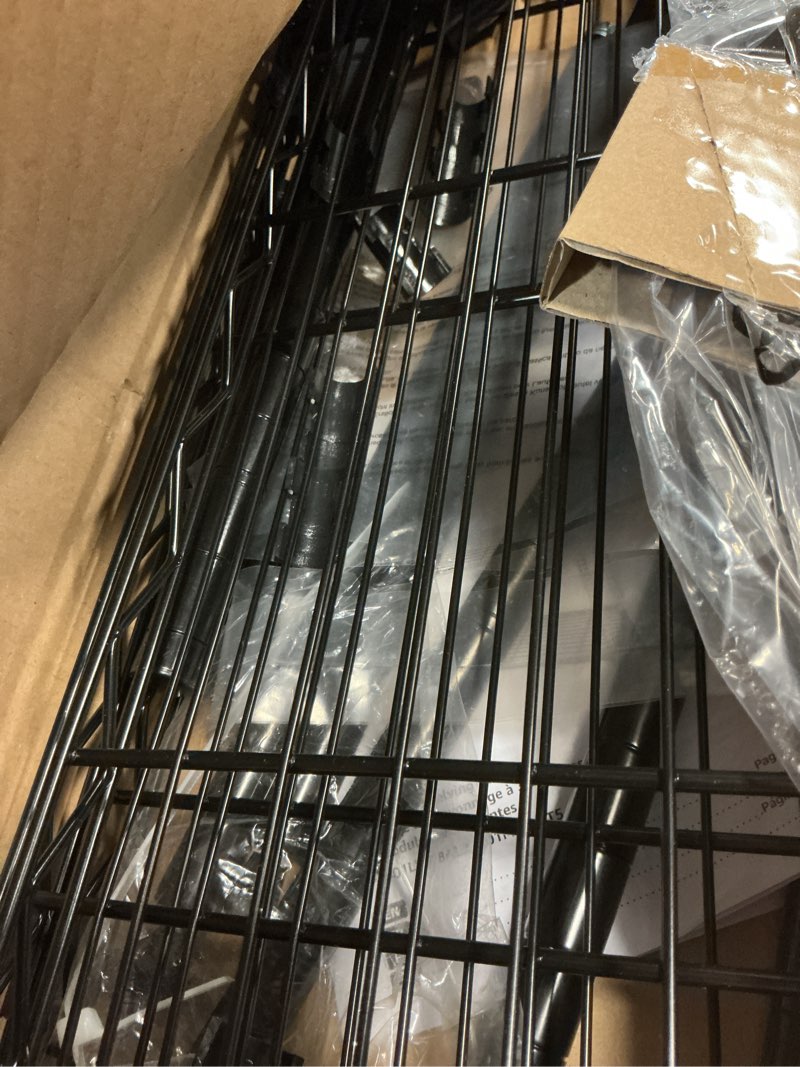 Condition photo showing As Is for amazon basics 3-shelf adjustable heavy duty steel wire rack storage shelving organizer with storage space, versatility and ease of use for kitchen, garage, 23.2" l x 13.4" w x 30" h, black narrow 3-shelf black
