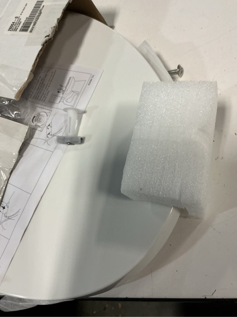 Condition photo showing As Is for KOHLER K-28004-0 Drift ReadyLatch Quiet Close Elongated Toilet Seat, White, Grip-Tight Installation, Slam Prevention White ELONGATED
