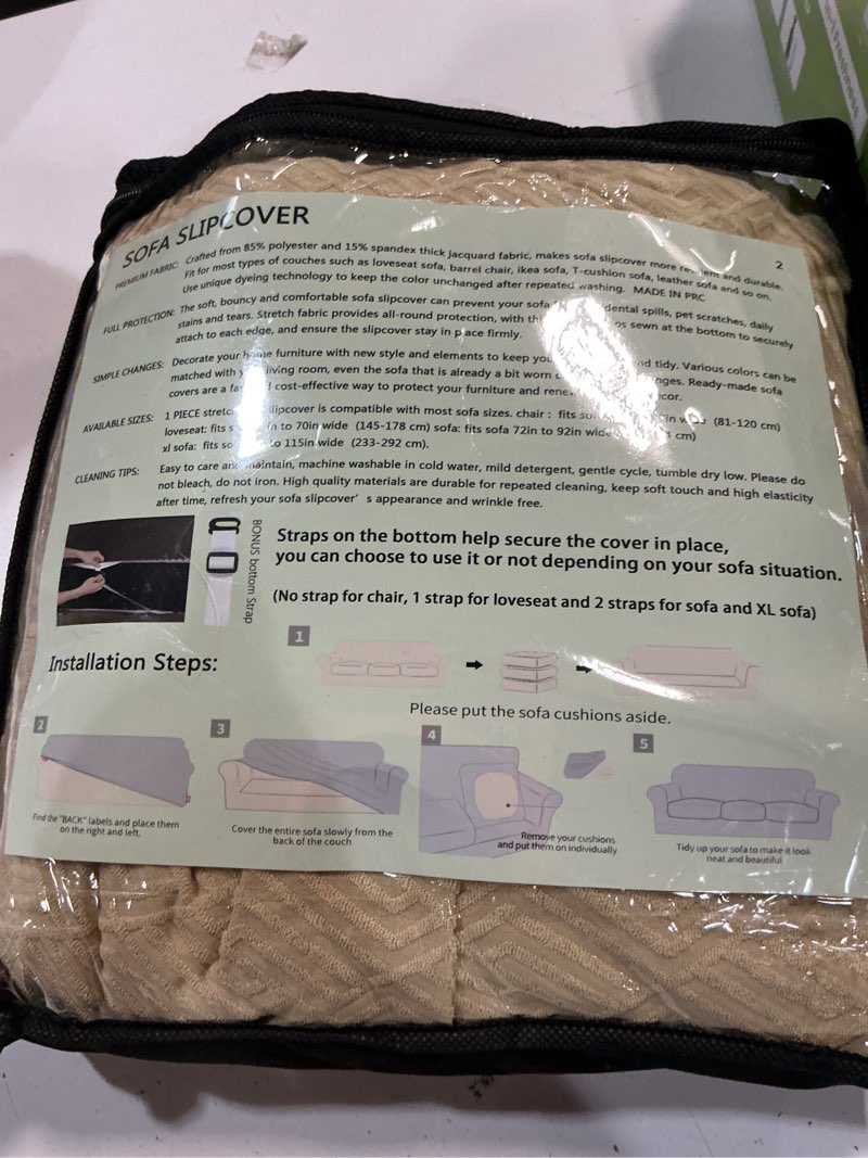 Condition photo showing Good Condition for xineage 2026 new 2 pieces chair covers with arms super stretch chair slipcover for living room pet dog universal slip cover anti slip armchair furniture protector (beige), 31"-46"(1 cushion) 31"-46"(1 cushion) beige