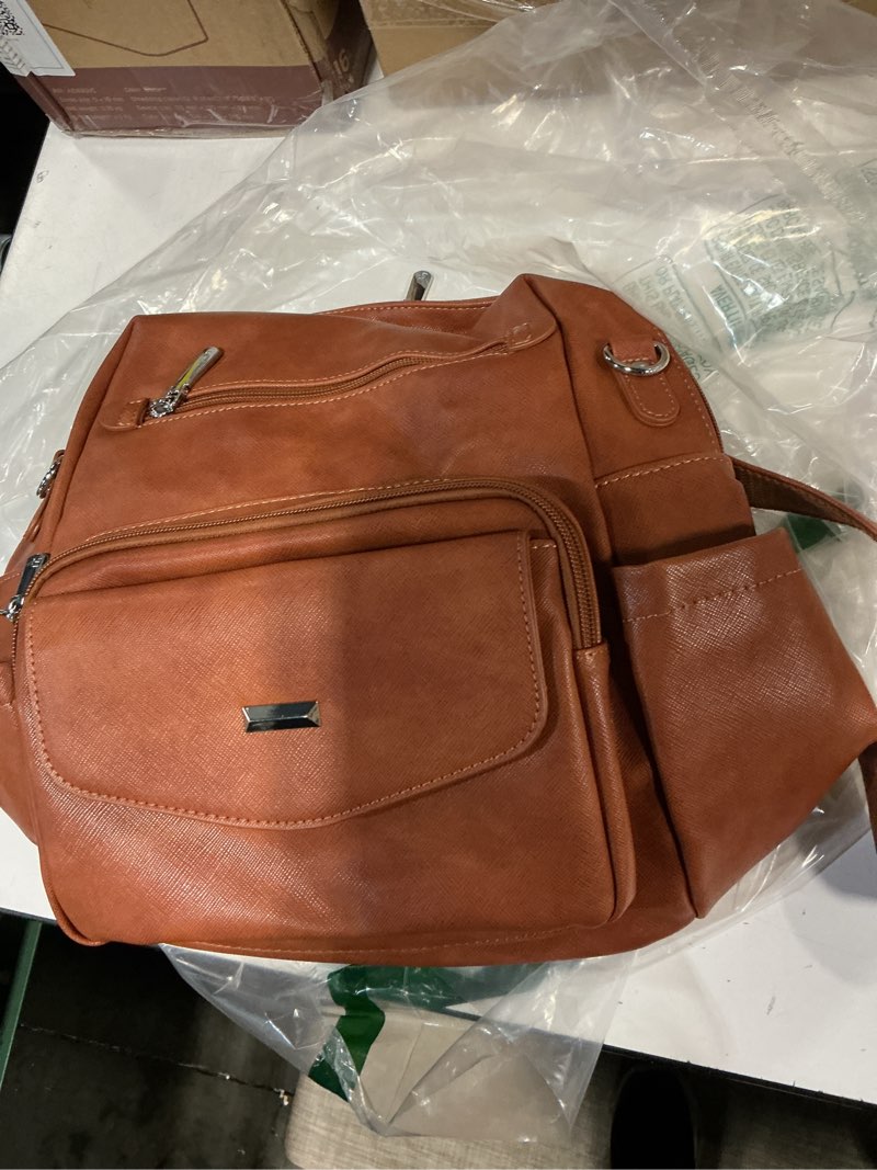 Condition photo showing Good Condition for RAINSMORE Convertible Backpack Purse for Women Designer PU Leather Backpack Purse Waterproof Women's Fashion Backpack Handbags 13.3 Inch Anti Theft Crossbody Shoulder Bag for Work Travel College Brown