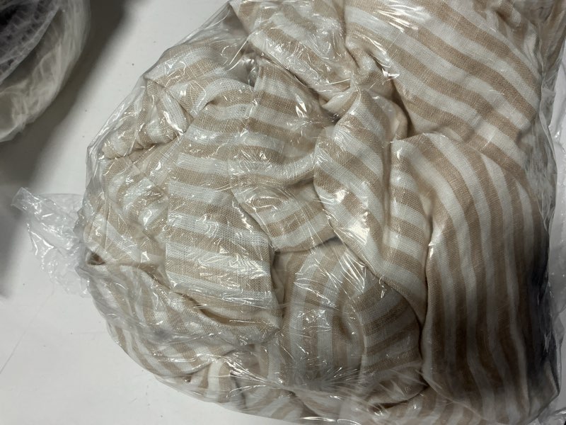Condition photo showing Good Condition for european striped linen duvet cover, twin, sand
