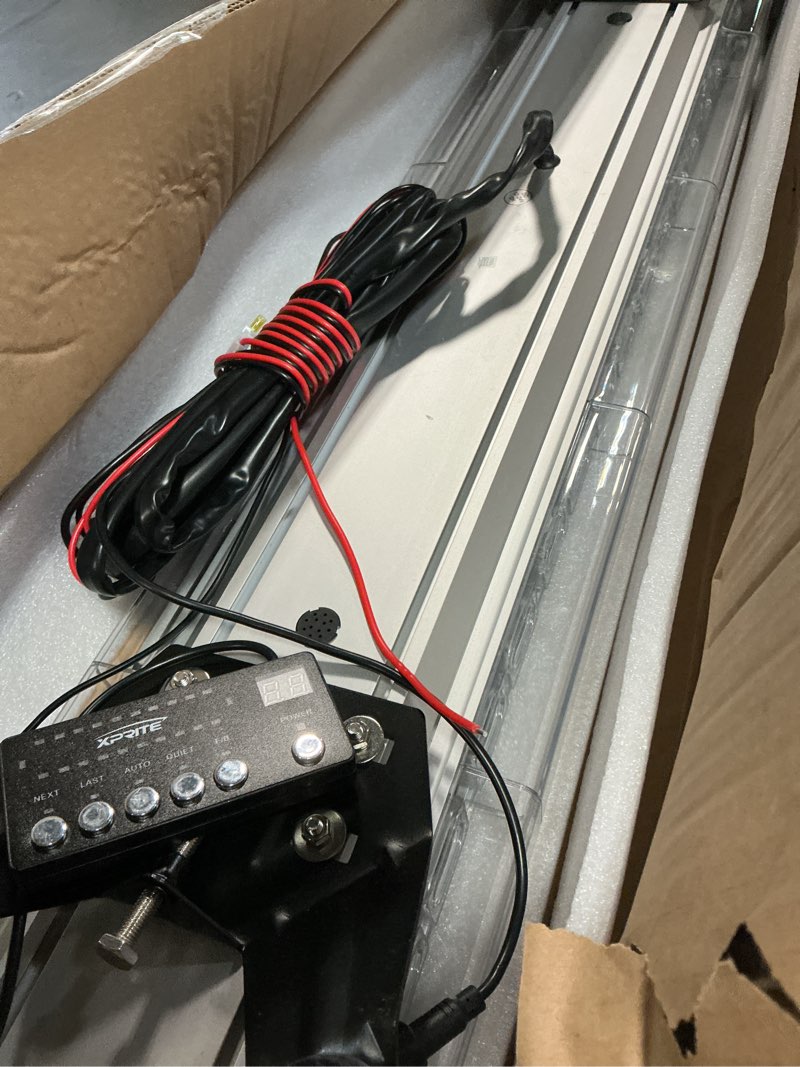 Condition photo showing Good Condition for Xprite 48 Inch LED Rooftop Emergency Strobe Warning Lights Bar w/Adjustable Mounting Brackets, for Vehicles, Security, Law Enforcement, Snowplow, Tow Trucks, Crane, Construction Cars - White Amber