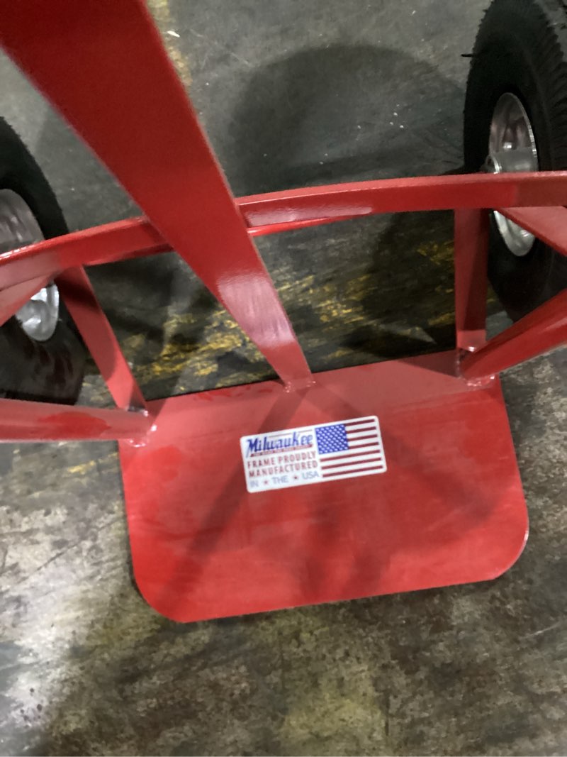 Condition photo showing As Is for milwaukee hand trucks 33045 p-handle truck with 10-inch puncture proof tires