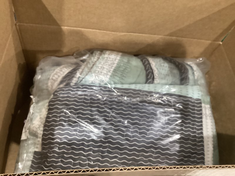 Condition photo showing As Is for Andency Queen Quilt Bedding Set Sage Green, 3 Pieces Patchwork Mint Green Striped Ultra Soft Lightweight Bedspreads, Coverlets Set with 2 Pillow Shams for All Seasons (90"x96") 01 - Sage Green Queen(96"x90")