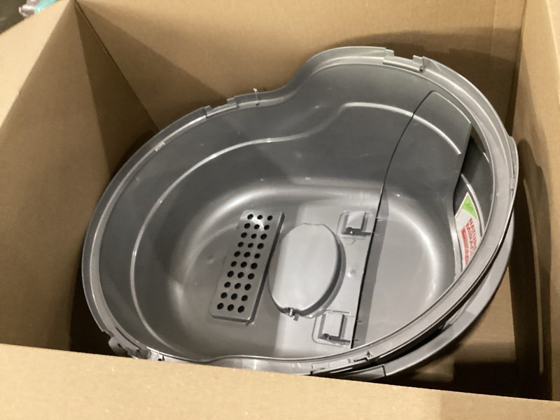 Condition photo showing As Is for nature’s miracle hooded flip top litter box for cats, with built-in odor control charcoal filter silver/grey