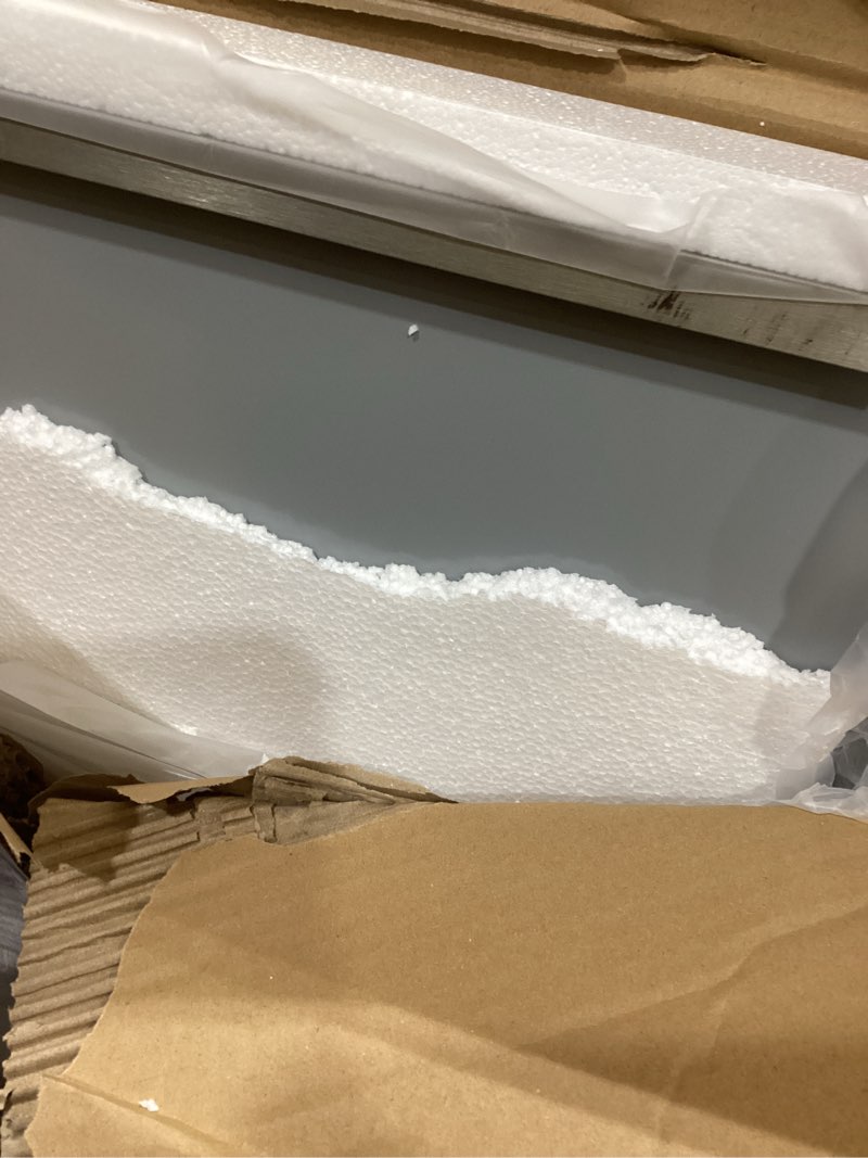 Condition photo showing Good Condition for LOAAO 22X30 Inch Brushed Nickel Bathroom Mirror, Rounded Rectangle Silver Metal Frame Mirror, Brushed Nickel, Anti-Rust, Hangs Horizontally or Vertically Brushed Nickel 22"L x 30"W