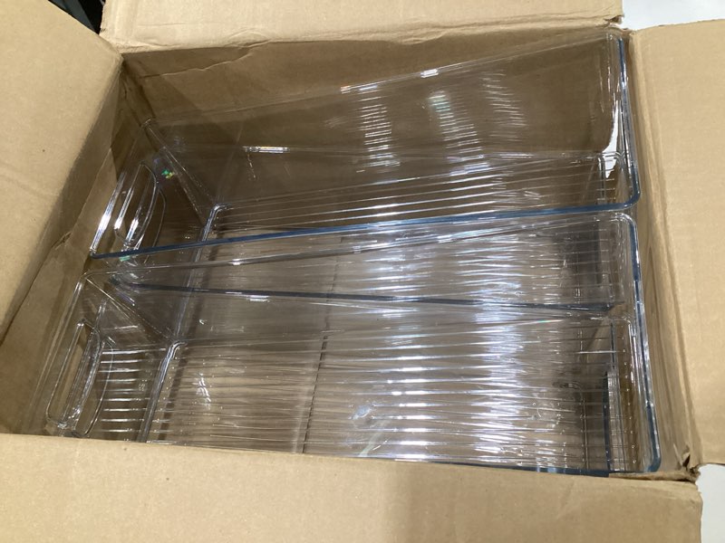 Condition photo showing Good Condition for (used)idesign plastic stackable pantry bin - storage bin with handles for cabinets or fridge - set of 4 - clear pack of 4