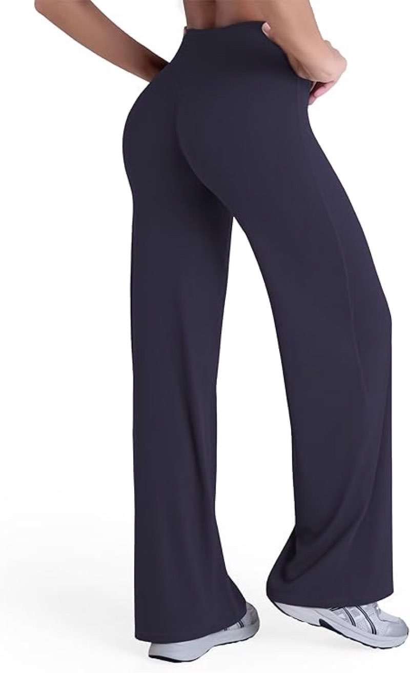 X-Large Sunzel Women's Butt Lifting Wide Leg Yoga Pants High Waist Tummy Control No Front Seam Straight Leg (Grey)