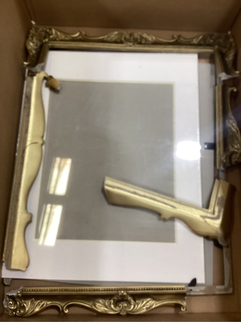 Condition photo showing item condition for Laura Ashley 11x14 Gold Ornate Textured Hand-Crafted Resin Picture Frame, Wall Mount, Decorative Floral Design Home Décor, Photo Gallery, Art, More (Gold, 11x14 (Matted 8x10))