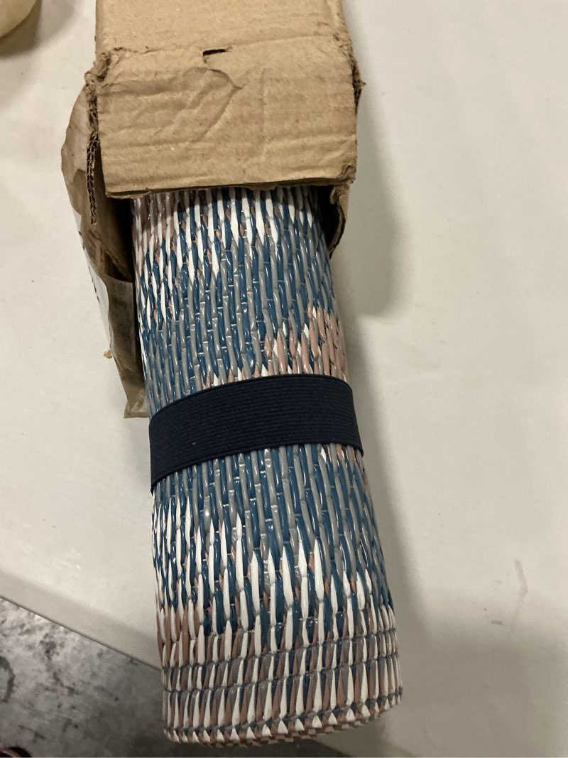 Condition photo showing Good Condition for casafoyer blue/gray ikat outdoor floor runner 3x6 ft 
