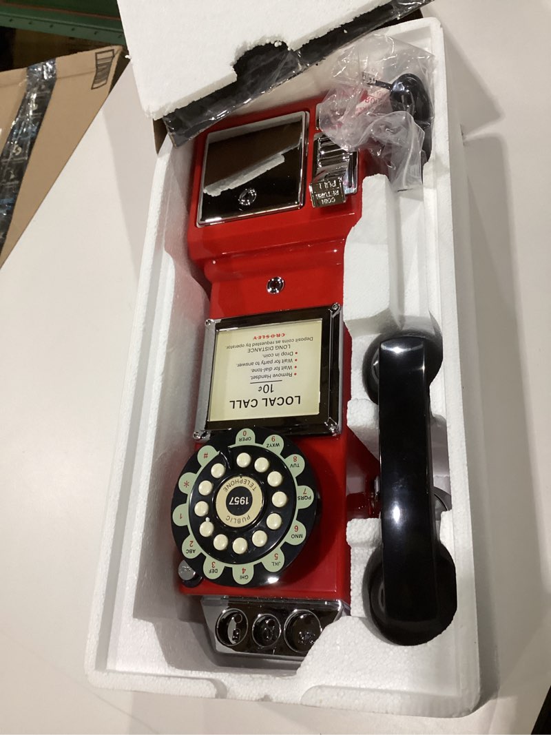 Condition photo showing New/Like New for Crosley CR56-RE 1950's Payphone with Push Button Technology, Red