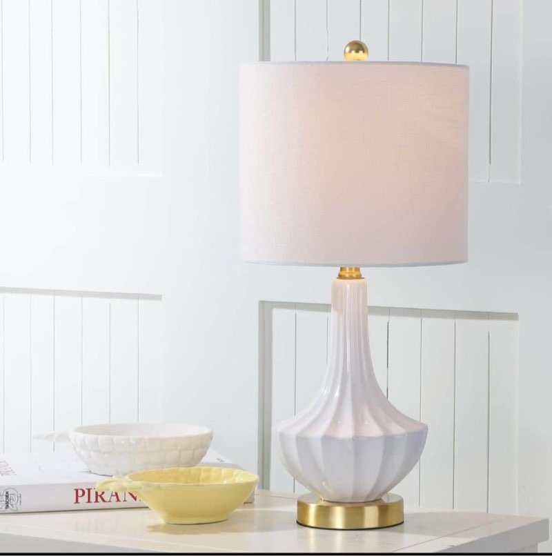 Parker 21.5  Ceramic Mini LED Table Lamp  Brass/White