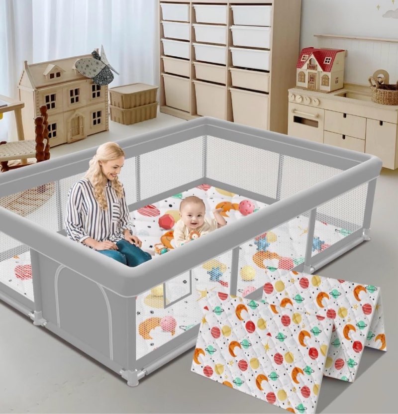 74x50 inch baby playpen with mat, playpen with cute mat for babies and toddlers play pen playards sa