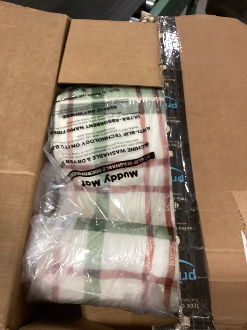 muddy mat® plaid 5x7 washable area rugs for living room, bedroom & dining room – modern soft low pil