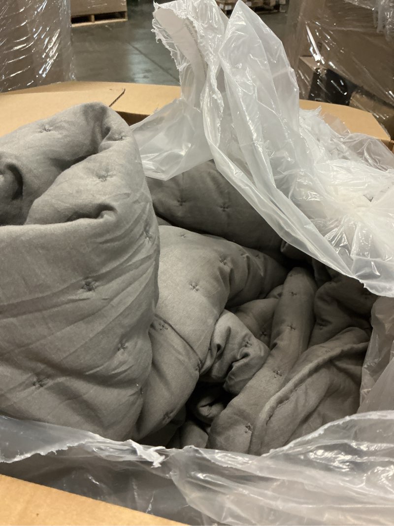 Condition photo showing As Is for WDCOZY Dark Grey Queen Size Quilt Bedding Sets with Pillow Shams, Deep Lightweight Bedspread Coverlet, Quilted Blanket Thin Comforter Bed Cover, All Season Summer Spring, 3 Pieces, 90x90 inches