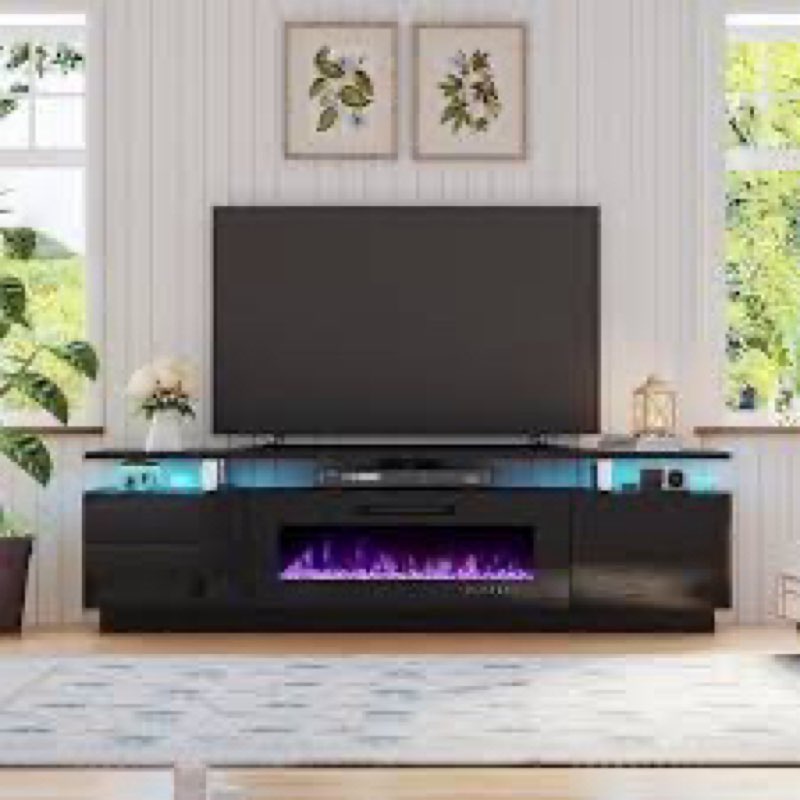cfp005-02 40in black electric fireplace for 2-tier stand box 1 of 2 (incomplete)