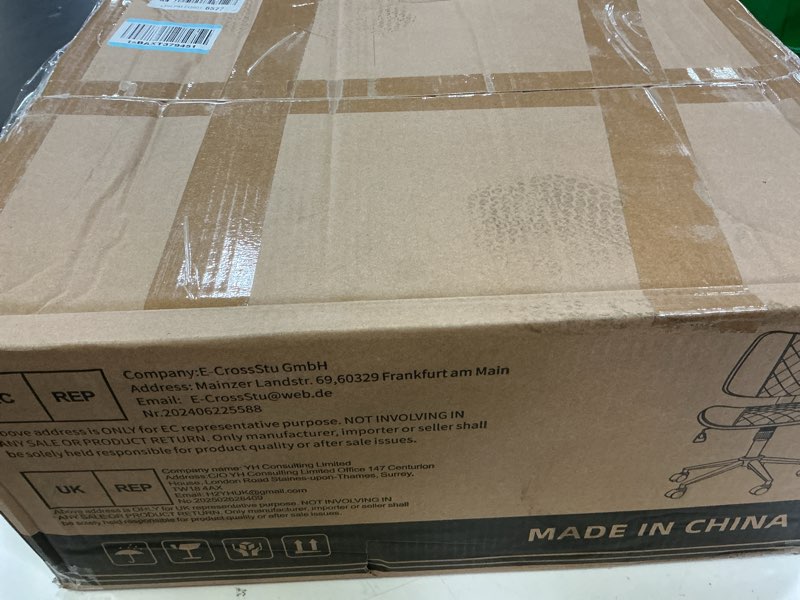 Condition photo showing New/Like New for home office chair no arms with wheels, armless adjustable height small desk chair, armless pu leather computer chair mid back 360 swivel, modern walnut, reading meeting room (white)