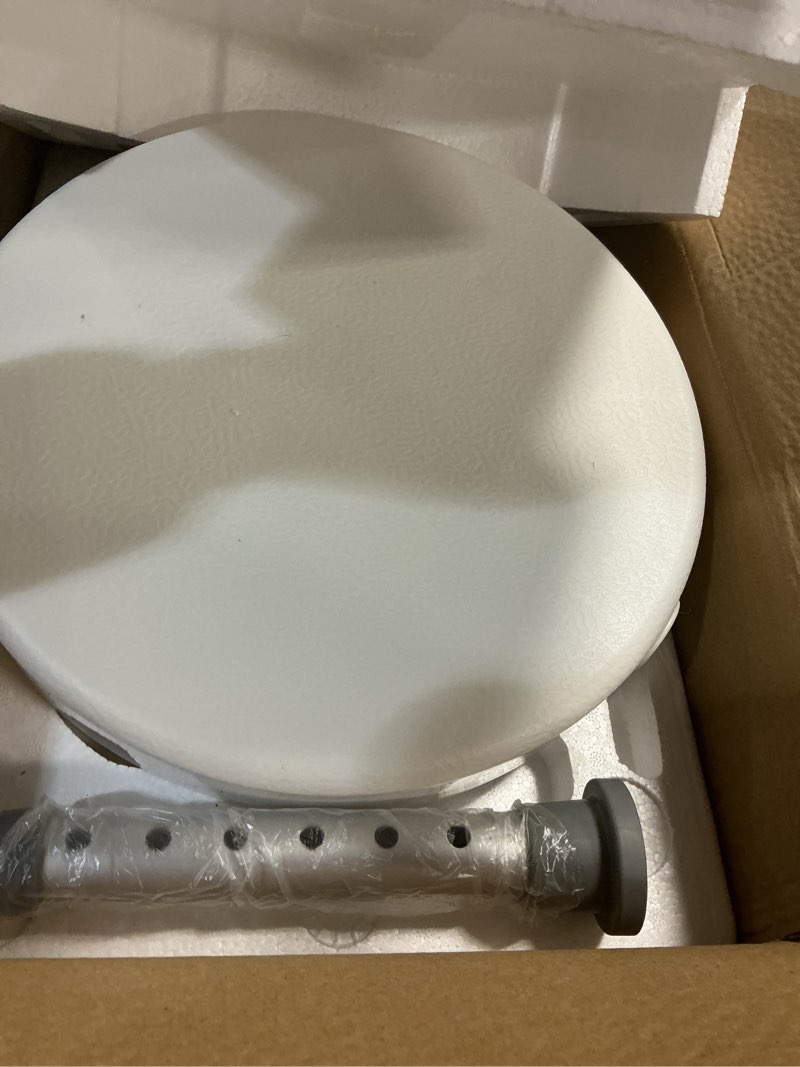 Condition photo showing Good Condition for swivel shower chair, 360° non-slip shower seat with backrest for elderly and disabled, height adjustable rotating tub bench for seniors bathroom inside shower with compact frame (white)