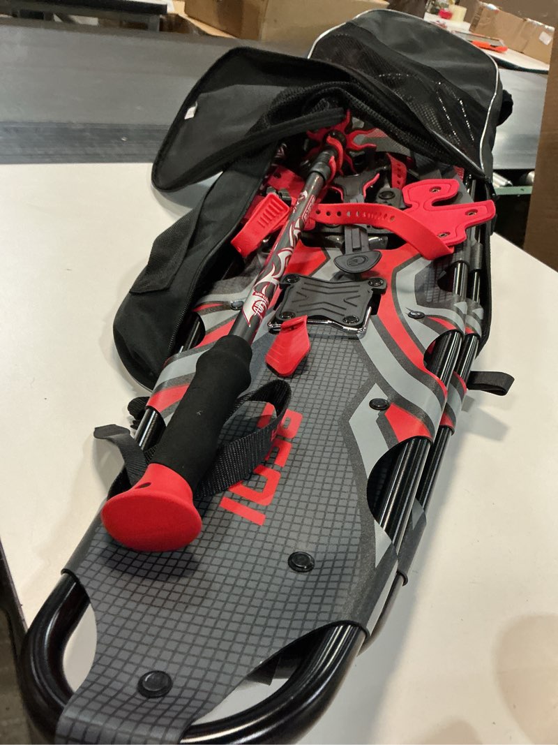 Condition photo showing Good Condition for G2 21/25/30/36 Inches Light Weight Snowshoes with Toe Box, EVA Padded Ratchet Binding, Heel Lift, Flexible Pivot Bar, Durable Back Strap, Trekking Poles, Carrying Bag, Snow Baskets(6 colors available) Avocado Green 25\"(Up to 200lbs) ( similar.   ) ( red )