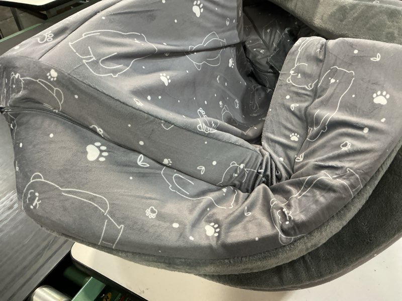 Condition photo showing Good Condition for portable toddler travel bed – foldable soft foam floor crib with washable cover, built-in safety rails, no assembly, compact for travel & home use, grey light grey