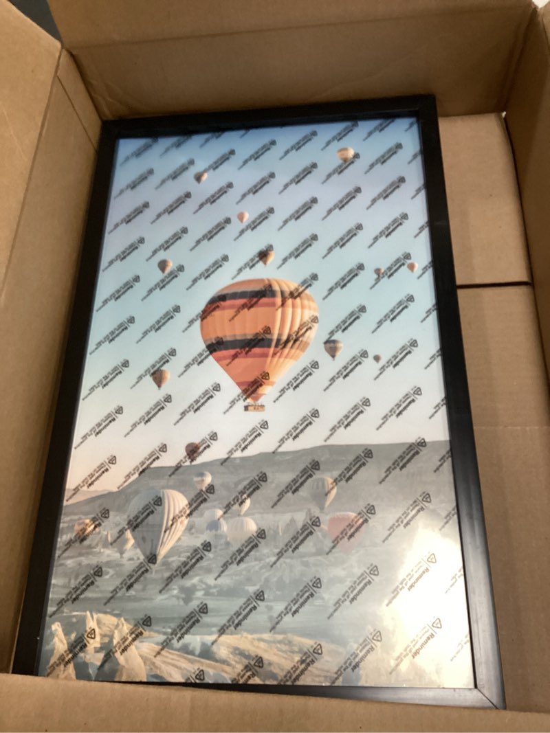 Condition photo showing As Is for 12x20 Picture Frame for Wall Display, 12x20 Black Picture Frame with Shatter Resistant Plexiglass, Stable and Sturdy 12 x 20 Poster Frame for Wall Display, Handpicked Gift Collection, 1 Pack