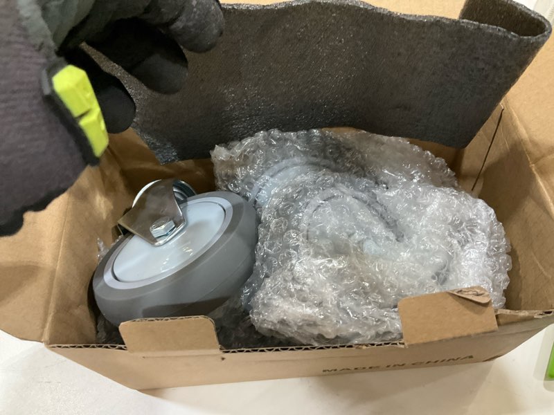 Condition photo showing Good Condition for 4 inch swivel caster wheels, heavy duty quiet rubber stem casters set of 4, 7/16 inch replacement casters for mop bucket, workbench, trolley, shop cart, grill etc. 4 inch no brake