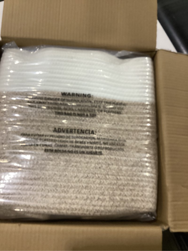 Condition photo showing New/Like New for OIAHOMY 13 Kallax Inch Cube Storage Bins, 3-Pack Cotton Rope Woven Baskets for Organizing, Kallax Insert Storage Baskets for Shelves, Baby Nursery, Closet Organizer, 15*13*12.6IN, Brown & White White & Brown 13x15x12.6IN
