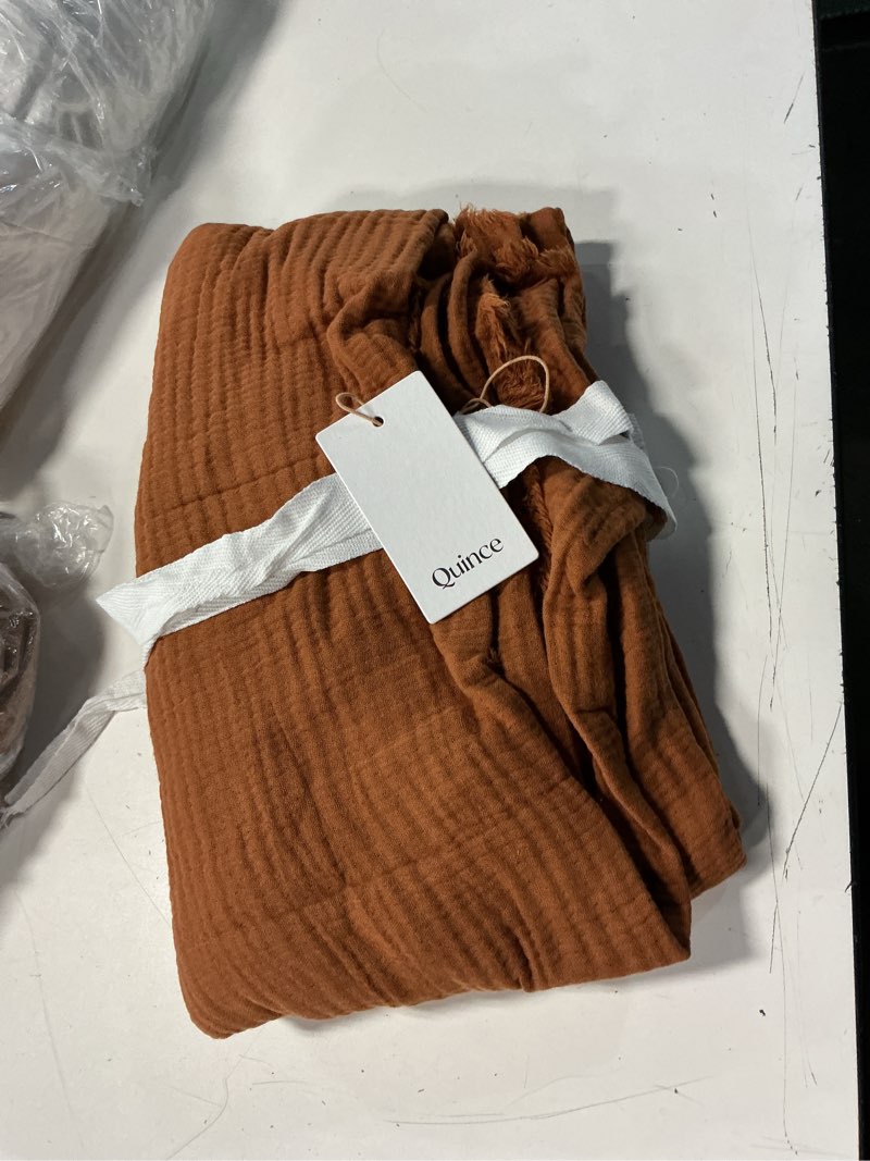 Condition photo showing Good Condition for organic airy gauze throw, one size, terracotta