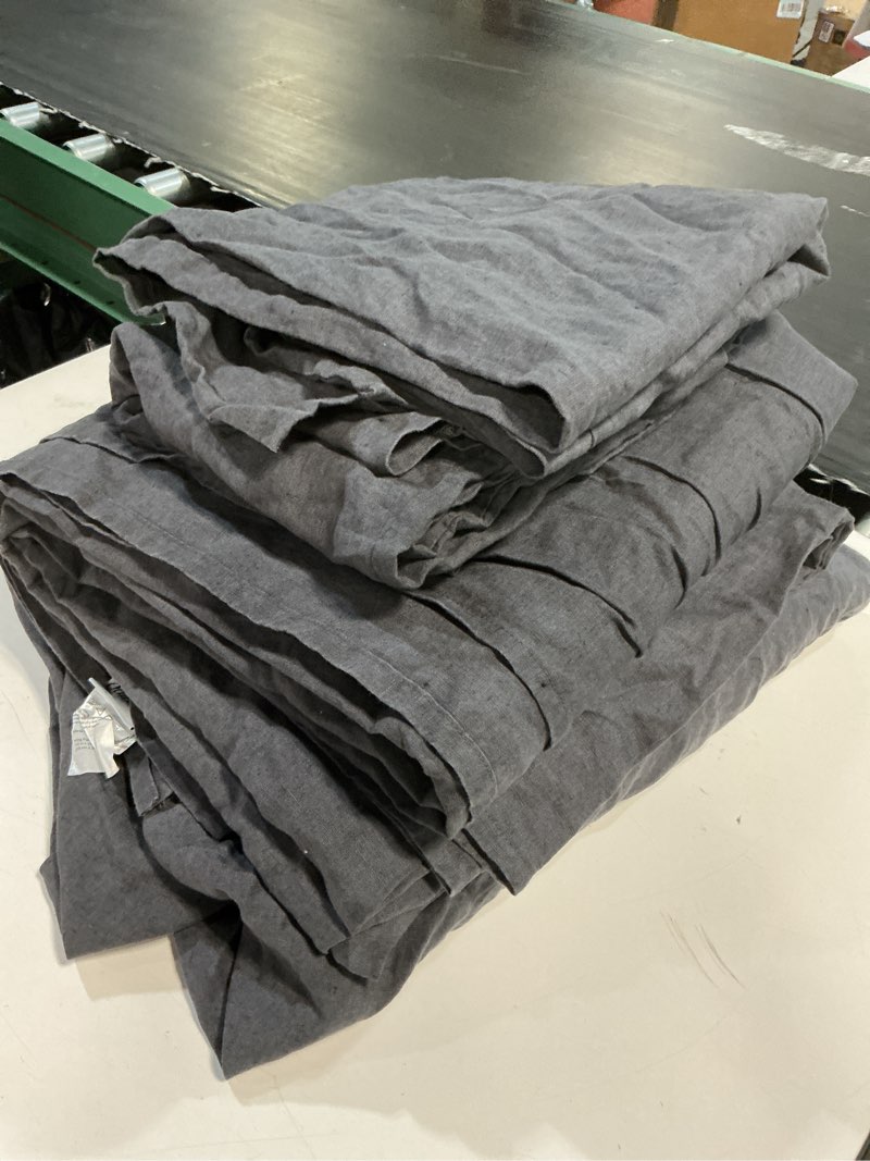 Condition photo showing As Is for european linen deluxe bedding bundle, king, charcoal