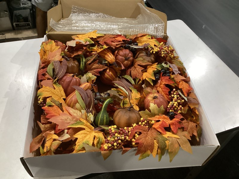Condition photo showing New/Like New for the wreath depot montgomery hollow silk fall door wreath 26 inch, large and extra full handcrafted thanksgiving wreath, beautiful white gift box included
